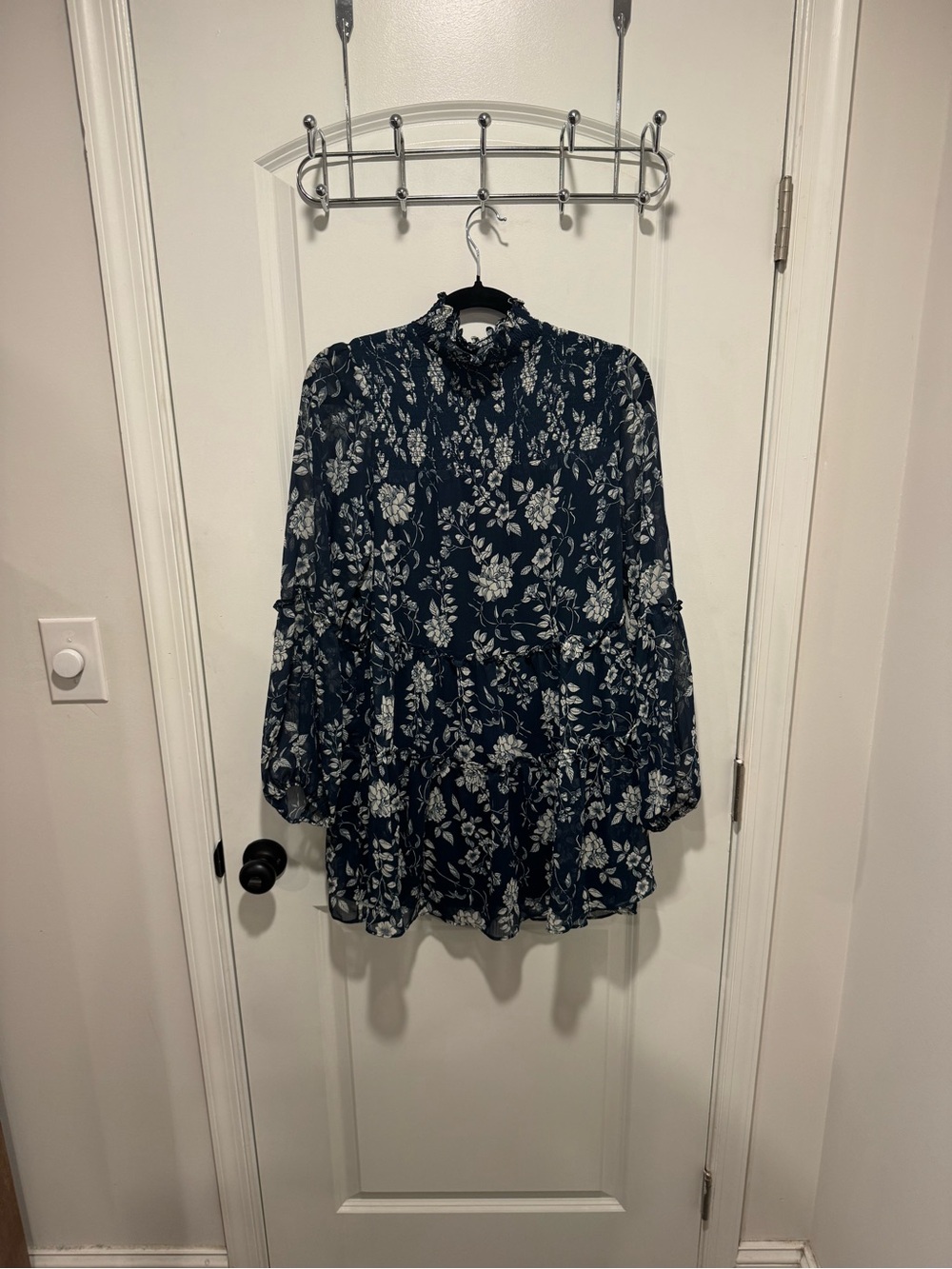 Trixx Clothing Company Navy Floral Smocked Mini Dress